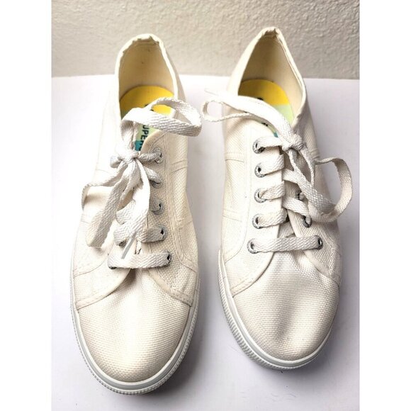 Superga Unisex White Canvas Platform Sneakers Lace-Up Casual Shoes Size M6/ W 7. - Picture 2 of 13